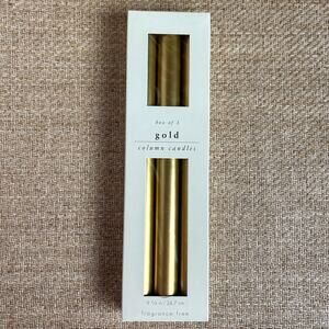 Vintage Pier 1 Gold Column Candles Set of 3 New in Box Metallic Taper Style